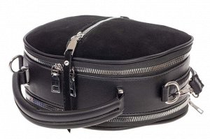 Маленькая сумка-купол из искусственной кожи и натуральной замши, цвет чёрный