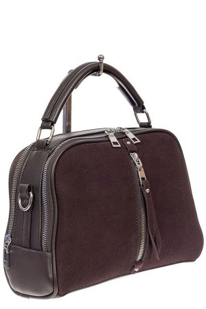 Женская сумка-купол из комбинированных материалов, цвет коричневый