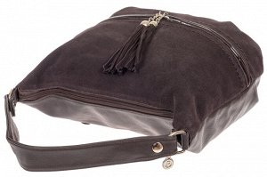 Женская комбинированная сумка хобо с подвесками-кисточками, цвет кофе