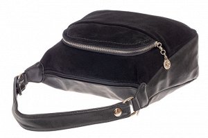 Небольшая женская сумка из искусственной кожи и замши, цвет чёрный