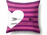 Наволочка на подушку, цвет розовый/фиолетовый, принт &quot;Happy Valentines Day&quot;