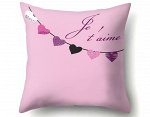 Наволочка на подушку, цвет нежно-розовый, принт &quot;Je T aime&quot;