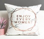 Наволочка на подушку, цвет белый, принт &quot;Enjoy every moment&quot;