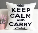 Наволочка на подушку, цвет белый, принт &quot;Keep calm and carry on&quot;
