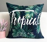 Наволочка на подушку, цвет зеленый, принт &quot;Tropical dream&quot;