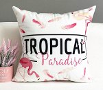 Наволочка на подушку, цвет белый, принт &quot;Tropical paradise&quot;