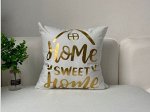 Наволочка на подушку, цвет розовый, принт &quot;Home sweet home&quot;