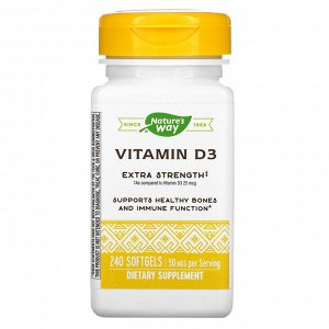 Nature's Way, витамин D3, 50 мкг, 240 капсул