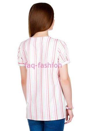 Блуза с рукавом 'Фонарик' Салатовый+Розовый