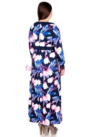 Платье БР Ianta Принт Тюльпаны+темно-синий
