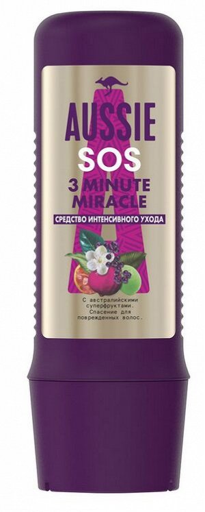 AUSSIE Средство интенсивного ухода 3 Minute Miracle SOS 225мл