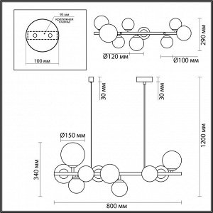 4818/10 MODERN ODL21 333 черный/прозрачный Люстра G9 10*40W TOVI