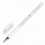 Ручка гелевая BRAUBERG &quot;White Pastel&quot;, БЕЛАЯ, корпус прозрачный, узел 1 мм, линия письма 0,5 мм, 143417