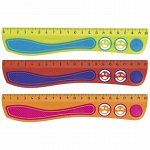 Линейка MAPED (Франция) &quot;Kidy&#039;Grip&quot;, 20 см, пластиковая с резиновыми вставками, нескользящая, с трафаретами, 278710