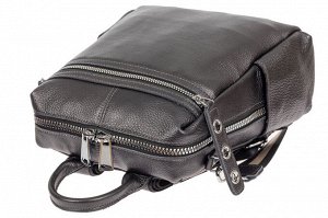 Женский рюкзак-трансформер из натуральной кожи, цвет серый металлик