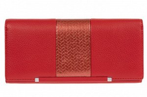 Женский кошелёк из искусственной кожи с фактурной вставкой, цвет красный