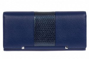 Женский кошелёк из искусственной кожи с фактурной вставкой, цвет синий