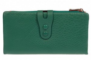 Женский кошелёк-портмоне из натуральной кожи, цвет зелёный