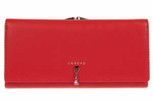 Полноразмерный женский кошелёк с ювелирным украшением, цвет красный
