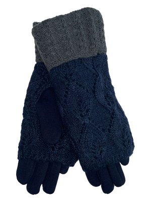 Текстильные перчатки с шерстяными митенками, цвет тёмно-синий