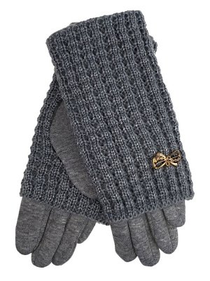 Текстильные женские перчатки с украшенными шерстяными митенками, цвет серый