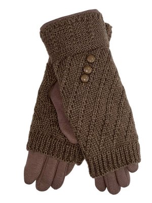 Женские текстильные перчатки с шерстяными митенками, цвет какао
