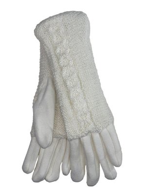 Женские текстильные перчатки с шерстяными митенками, цвет белый