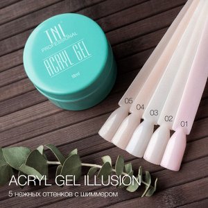 Acryl Gel TNL Illusion №03 камуфлирующий белый с шиммером (18 мл.)