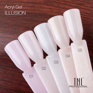 Acryl Gel TNL Illusion №03 камуфлирующий белый с шиммером (18 мл.)