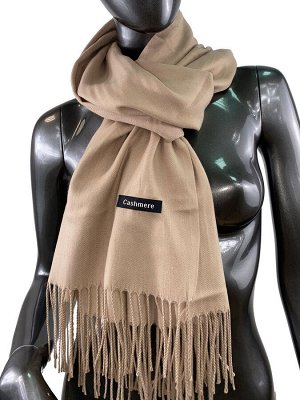 Однотонный шарф-палантин из кашемира, цвет песочно-бежевый