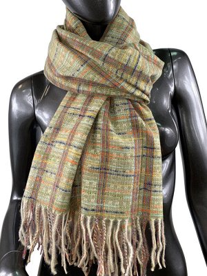 Клетчатый шарф-палантин из вискозы и шерсти, цвет ореховый с разноцветными нитями