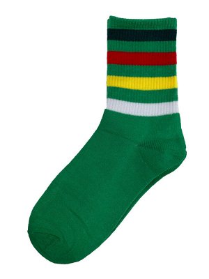 Высокие полосатые носки из хлопка, цвет зелёный