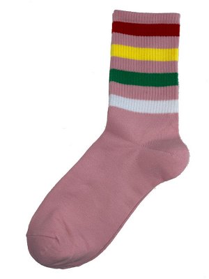 Высокие полосатые носки из хлопка, цвет розовый