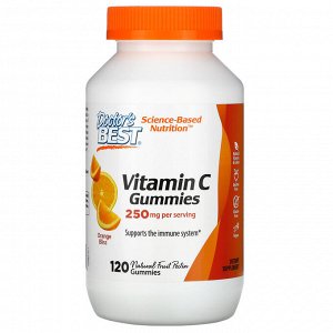 Doctor's Best, жевательные таблетки с витамином C, с апельсиновым вкусом, 250 мг, 120 жевательных таблеток