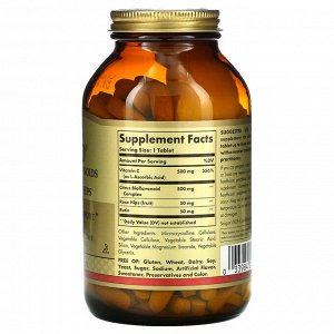 Solgar, Hy-Bio, цитрусовые биофлавоноиды, витамин C, рутин и шиповник, 250 таблеток