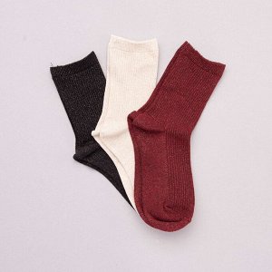 Комплект из 3 пар носков с отделкой блестящими нитями