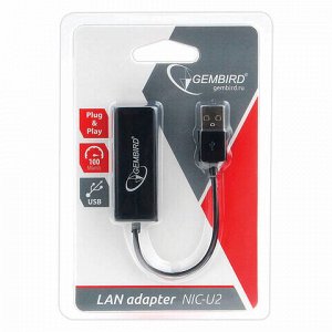 Переходник RJ-45 - USB 2.0 GEMBIRD, для подключения к локальной сети и Интернет, NIC-U2