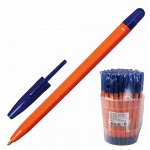 Ручка шариковая СТАММ &quot;111&quot;, СИНЯЯ, корпус оранжевый, узел 1,2 мм, линия письма 1 мм, РС11