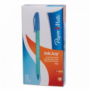 Ручка шариковая PAPER MATE "Inkjoy 100", ГОЛУБАЯ, корпус тонированный голубой, узел 1,2 мм, линия письма 1 мм, S0977340