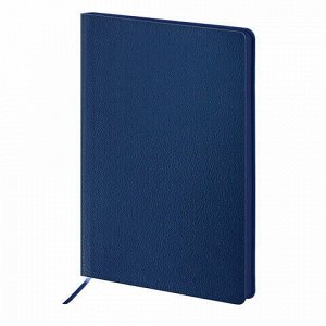 Ежедневник недатированный А5 (138х200 мм) BRAUBERG "Stylish", под фактурную кожу, 160 л., интегральная обложка, синий срез, синий, 126223