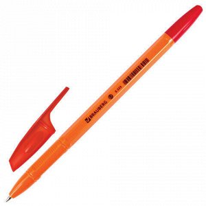 Ручка шариковая BRAUBERG "X-333 Orange", КРАСНАЯ, корпус оранжевый, узел 0,7 мм, линия письма 0,35 мм, 142411