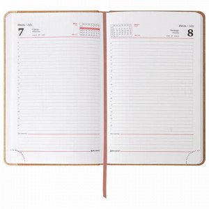 Ежедневник датированный 2021 А5 (138x213 мм) BRAUBERG "SimplyNew", кожзам, оранжевый/бежевый, 111409