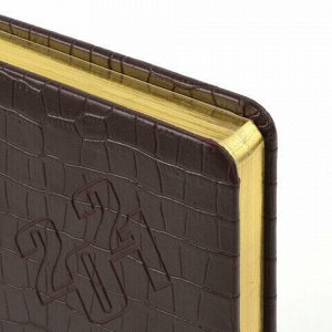 Ежедневник датированный 2021 А5 (138х213 мм) BRAUBERG "Comodo", кожзам, коричневый, 111365