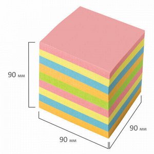 Блок для записей BRAUBERG непроклеенный, куб 9х9х9 см, цветной, 122341