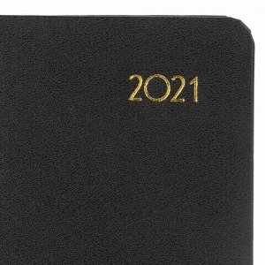 Ежедневник датированный 2021 МАЛЫЙ ФОРМАТ (100х150 мм) А6, BRAUBERG "Select", балакрон, черный, 111435