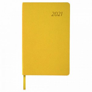 Ежедневник датированный 2021 А5 (138х213 мм) BRAUBERG "Stylish", кожзам, желтый, 111443