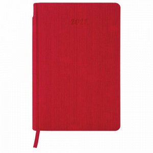 Ежедневник датированный 2021 А5 (138х213 мм) BRAUBERG "Voyage", кожзам, карман для ручки, бордовый, 111468
