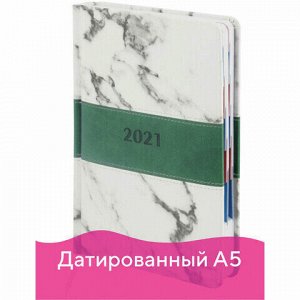 Ежедневник датированный 2021 А5 (148х218 мм) GALANT "Athens", кожзам, зеленый, 111524