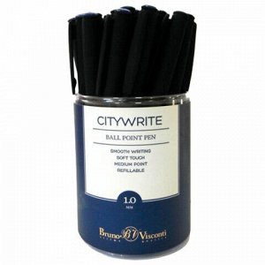 Ручка шариковая BRUNO VISCONTI "CityWrite" "Black", СИНЯЯ, корпус черный, узел 1 мм, линия письма 0,8 мм, 20-0015