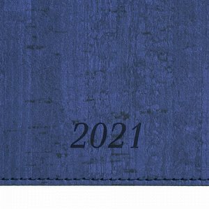 Еженедельник датированный 2021 МАЛЫЙ ФОРМАТ (95х155 мм) А6, BRAUBERG "Wood", кожзам, синий, 111557